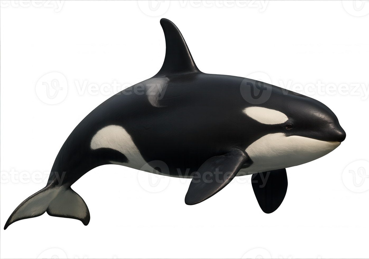 Realistic orca swimming in transparent background png