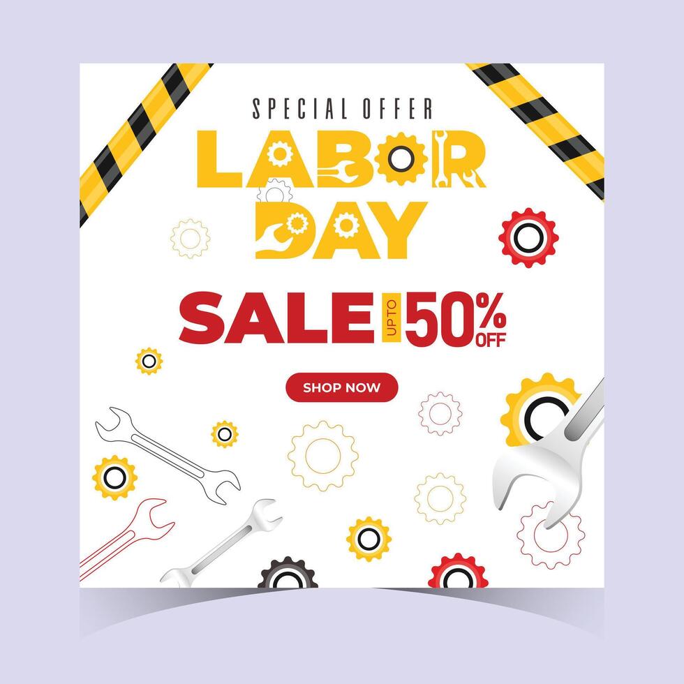 Labor Day Poster Template Abstract Design for Sale Event vector