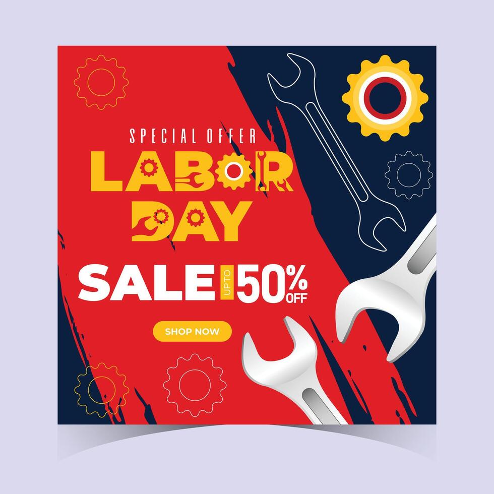 Labor Day Sale Banner Industrial Tools and Gear Abstract Design for Promotion vector