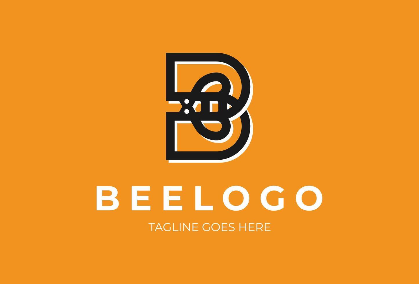 Bee Logo Design with Letter B and Simple Line Art vector