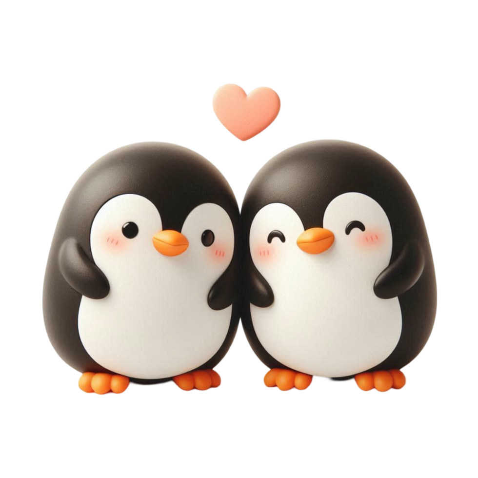 two penguins are holding hands on a transparent background png