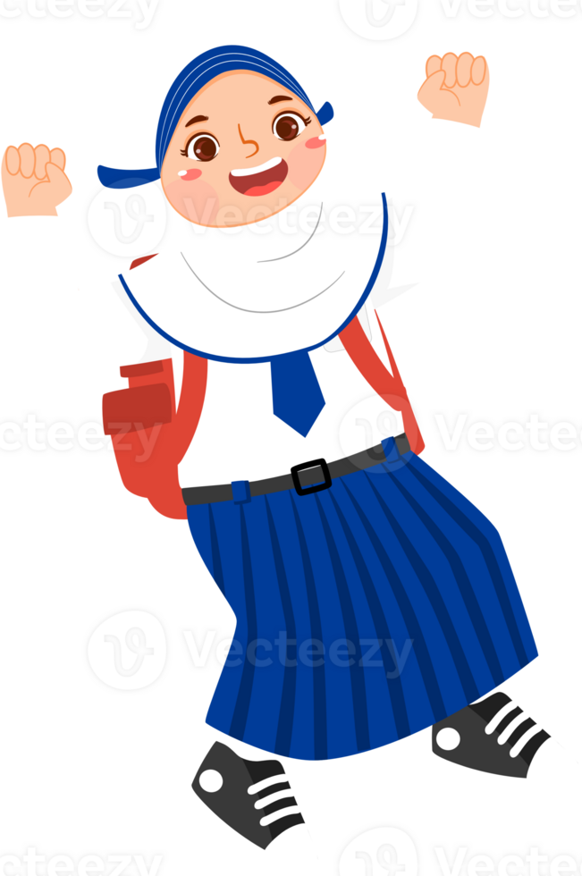 Cheerful Hijab Girl Indonesian Junior High School Student png