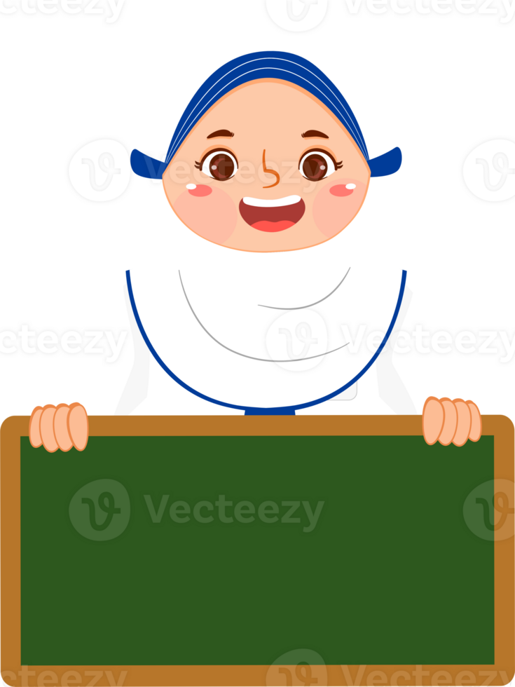 Hijab Girl Junior High School Student Holding Chalkboard png