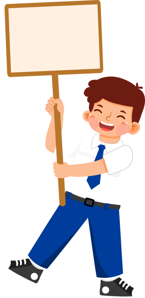 Schoolboy Junior High Student Holding Banner png
