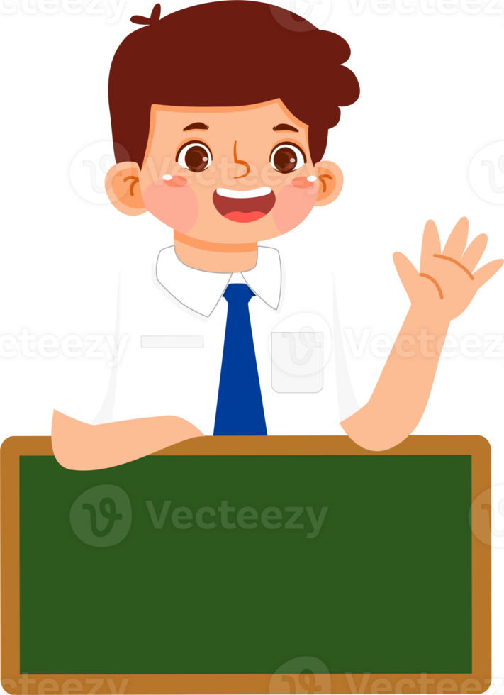 Happy Schoolboy High Student Holding Chalkboard png