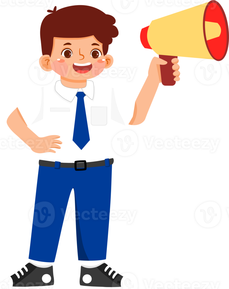 Schoolboy Junior High Student Holding Megaphone png