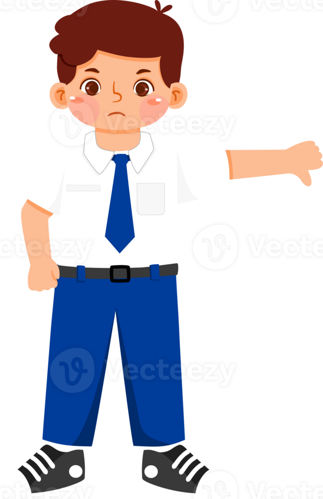 Schoolboy Junior High Student Showing Thumb Down Sign png