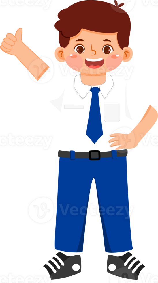 Schoolboy Junior High Student with Thumb Up png