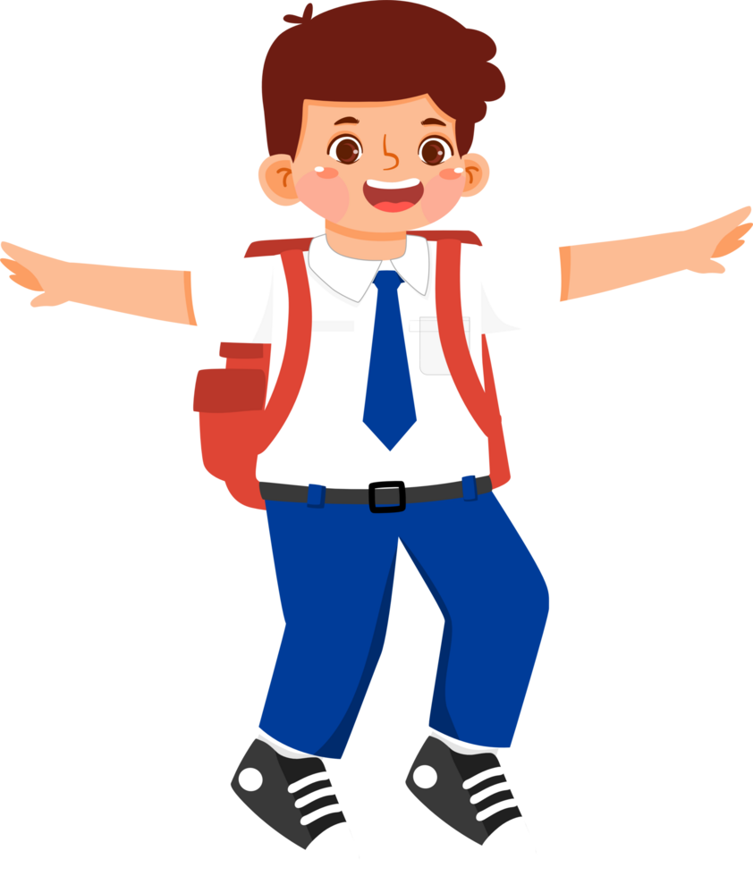 Happy Schoolboy Junior High Student with Backpack png