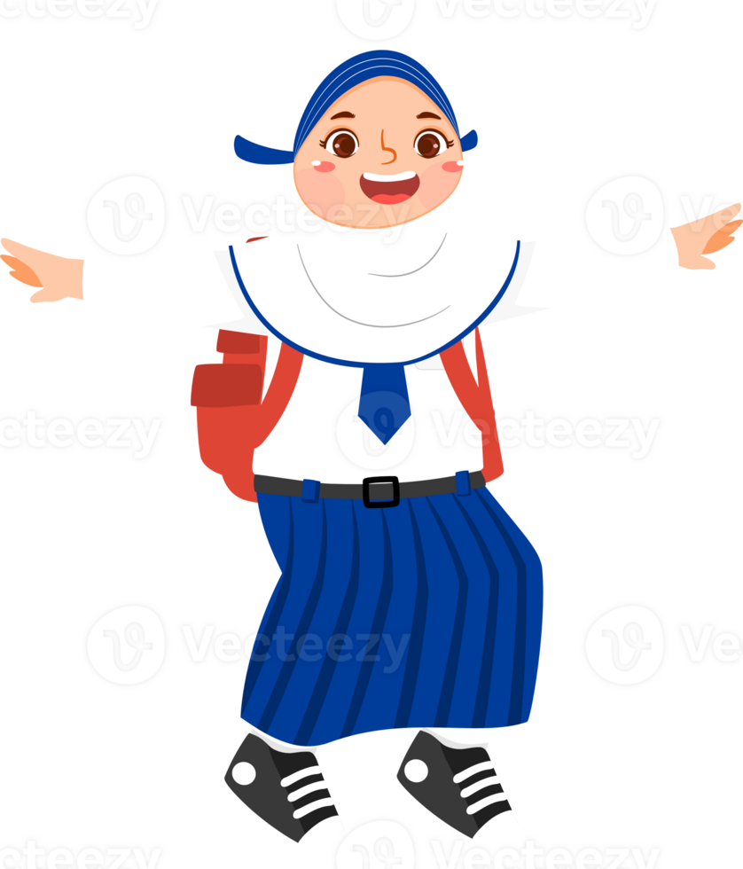 Cheerful Hijab Girl Junior High School Student png