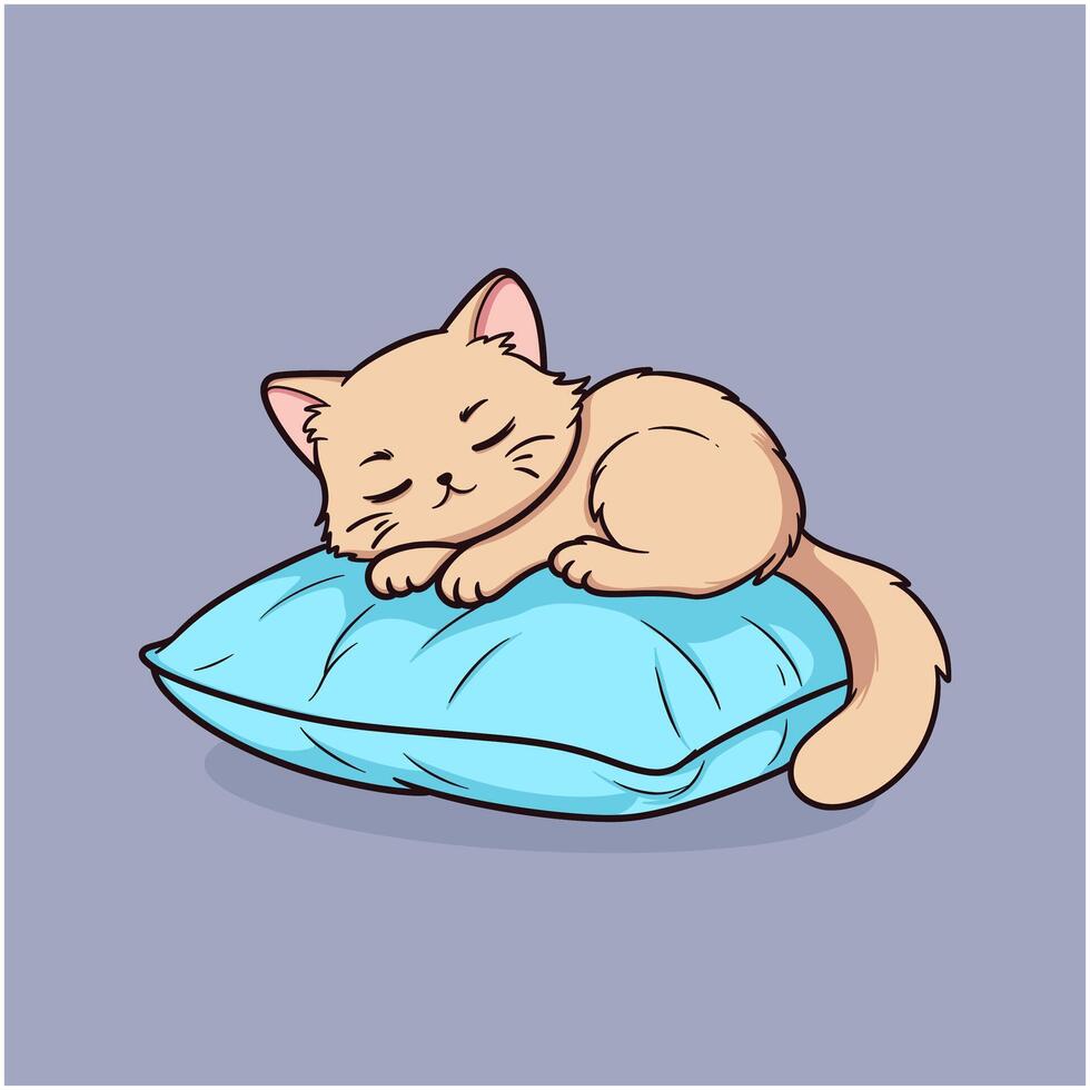Sleeping Cat on Pillow vector