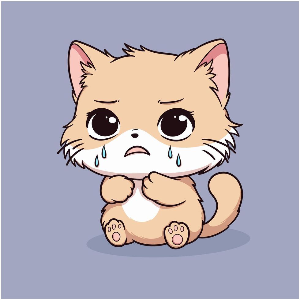 Illustration of a Sad Cat Character vector