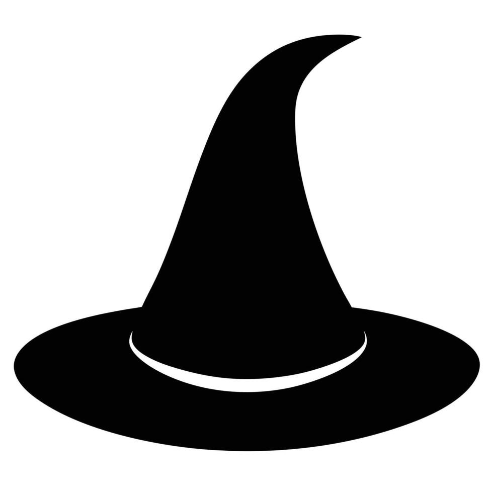 Silhouette of pointy black Halloween witch hat vector