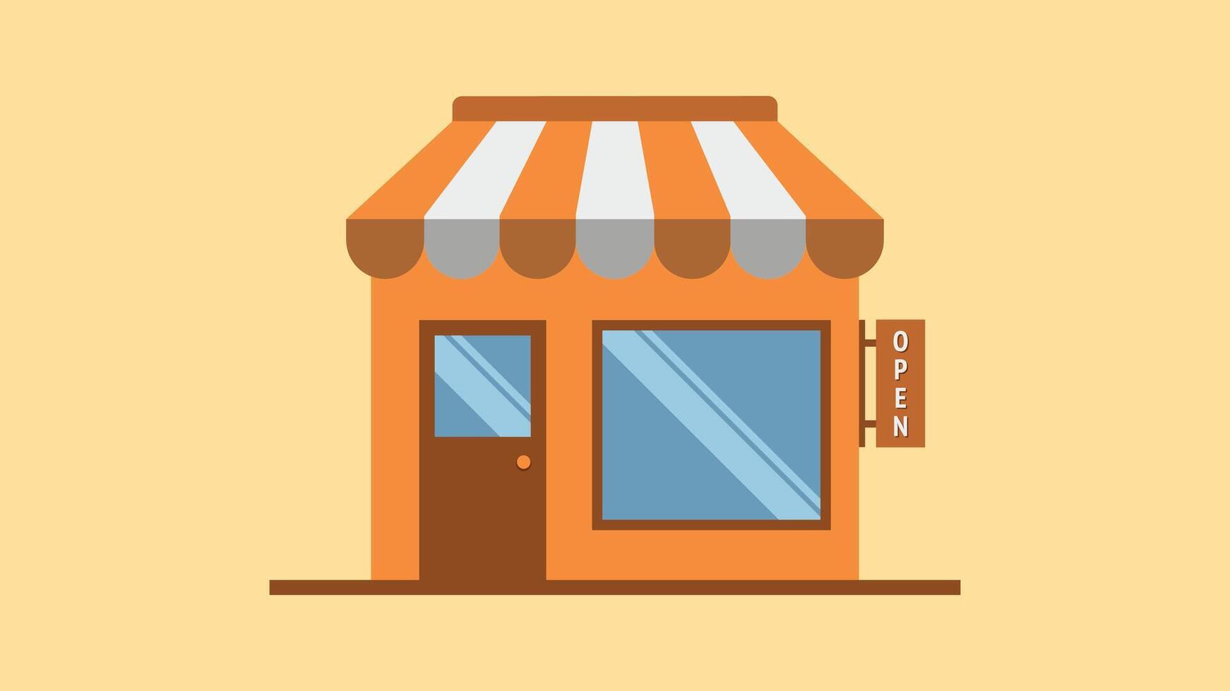Brown Shop Building Graphic Illustration vector