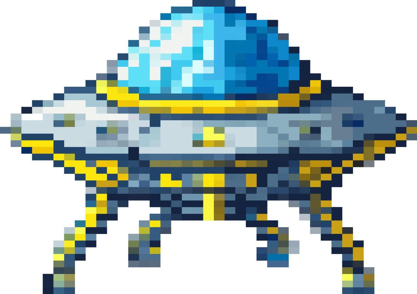 Pixelated UFO Spaceship in Retro 8-Bit Game Style vector