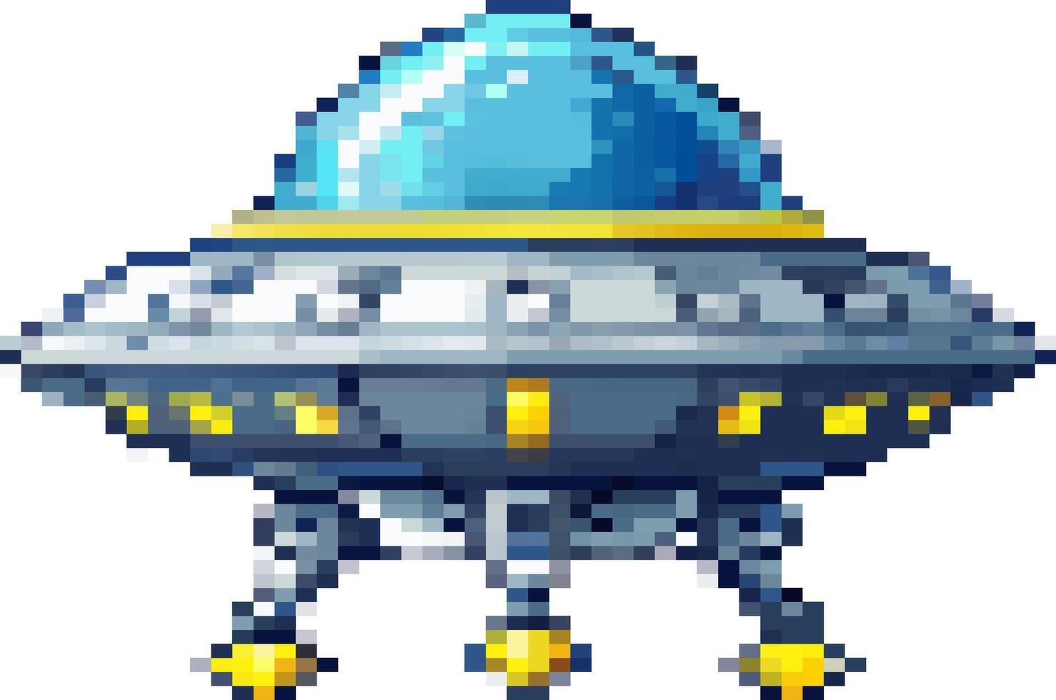 Retro UFO Pixel Art in 8-Bit Game Style vector