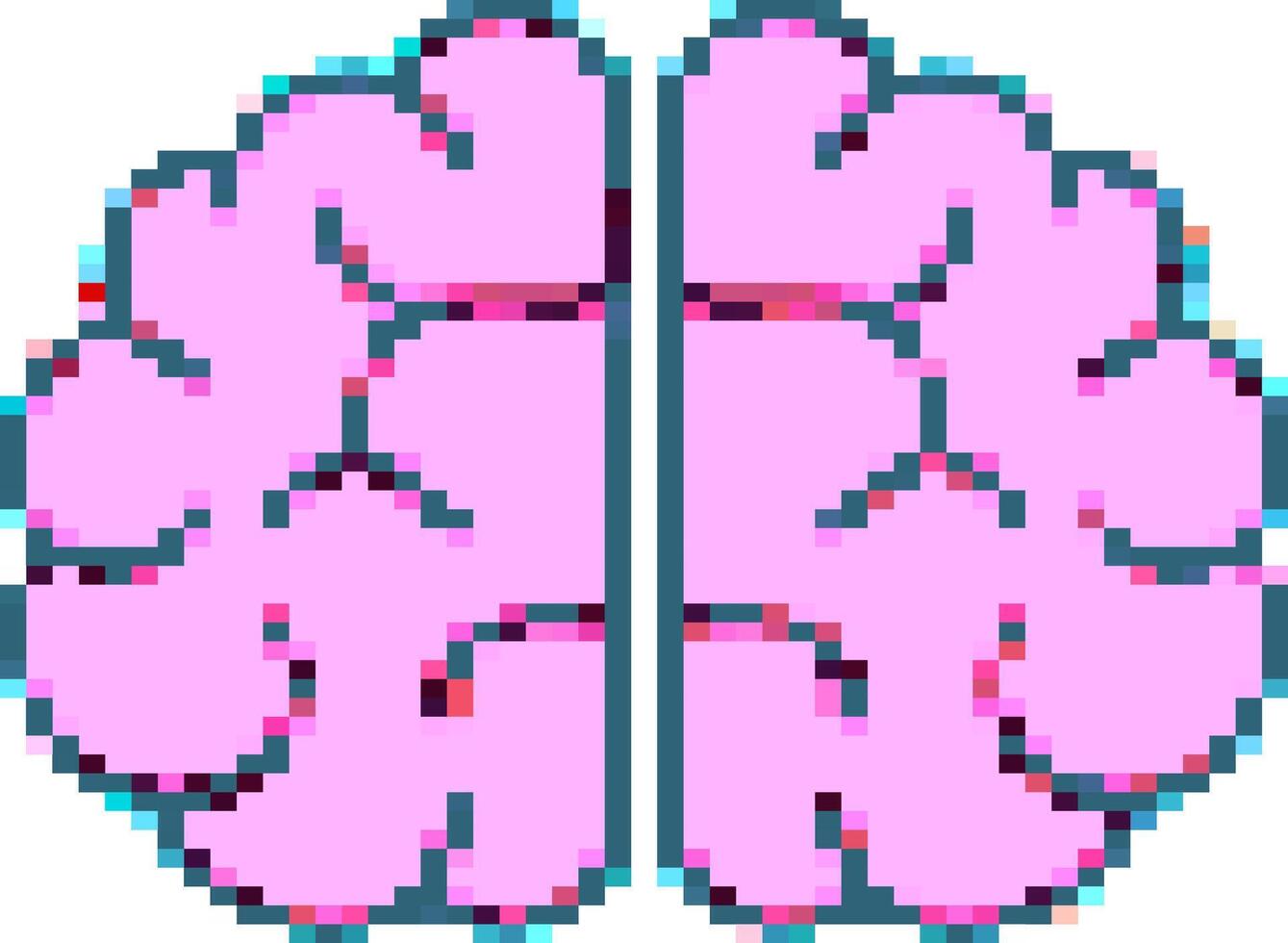 Pixel Art Brain in Retro 8 Bit Game Style vector