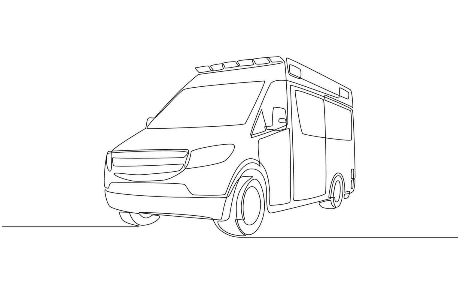Continuous one line drawing of ambulance car, emergency medical response concept, single line art vector