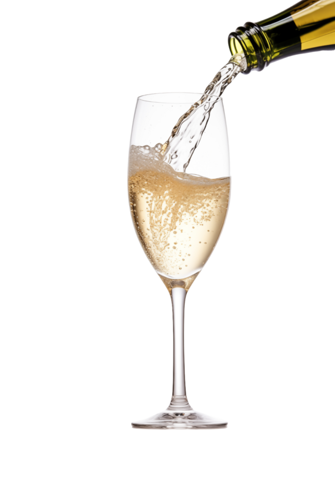 A wine glass with a bottle of white wine png