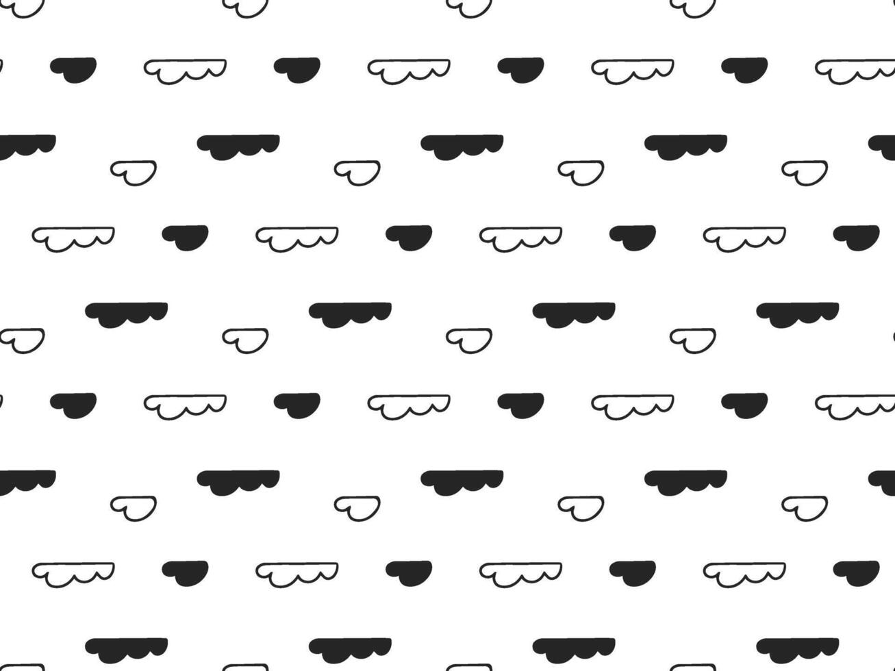 Seamless monochrome clouds pattern. Kids Minimalism background. Perfect for baby products, children s textiles, nursery decor, packaging, playful design projects. Cute style ideal for creating vector