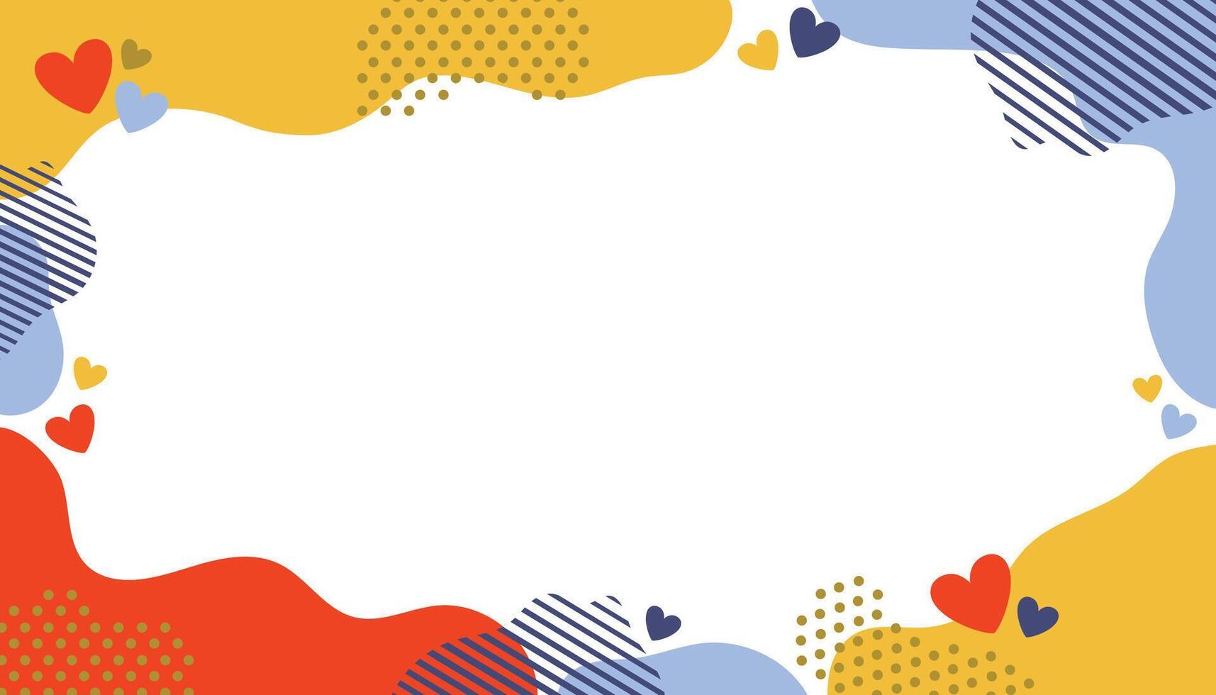 Abstract organic blob shape frame with hearts. Irregular round fluid form border. Liquid shapes card or poster isolated on white background. vector