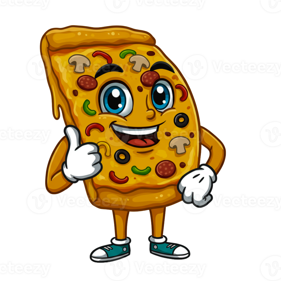 Christmas-Themed Pizza Slice Cartoon Art png