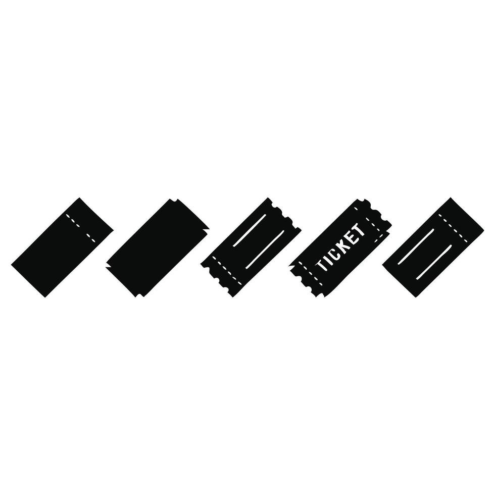 Collection of black and white ticket stubs, isolated on white background. vector