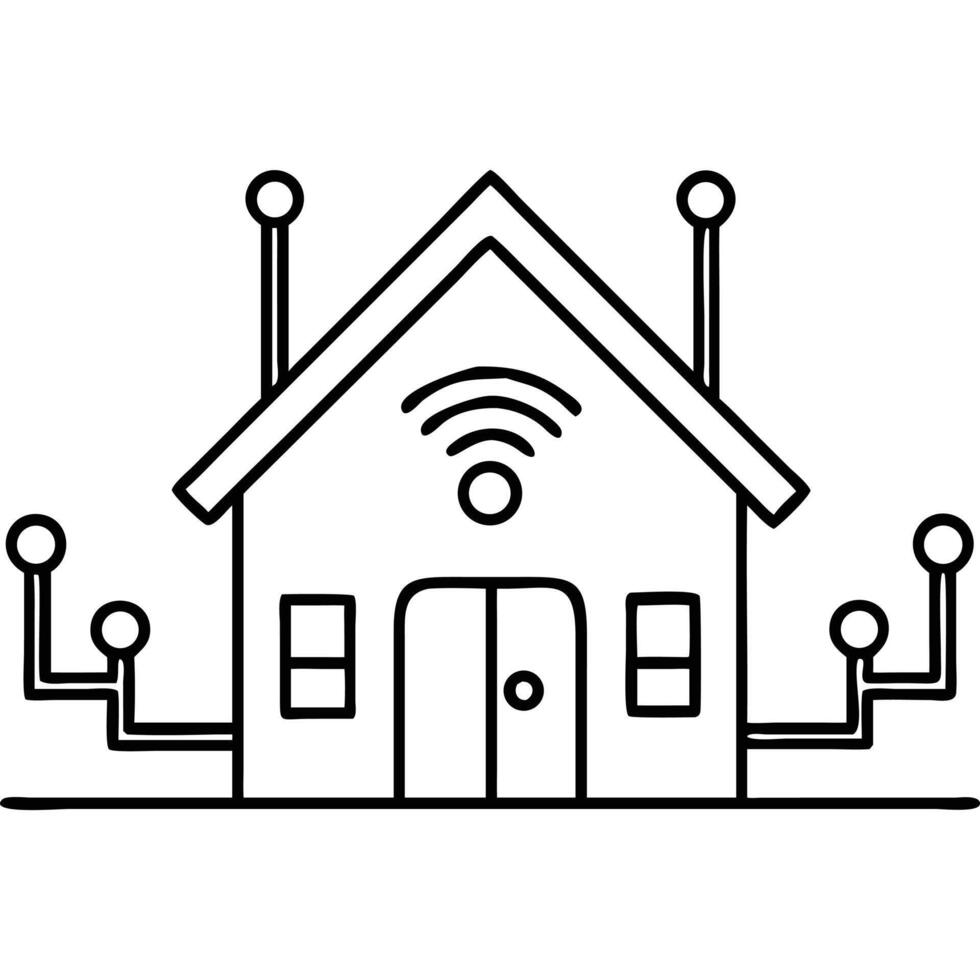 Smart Home Illustration with Wi-Fi Connectivity vector