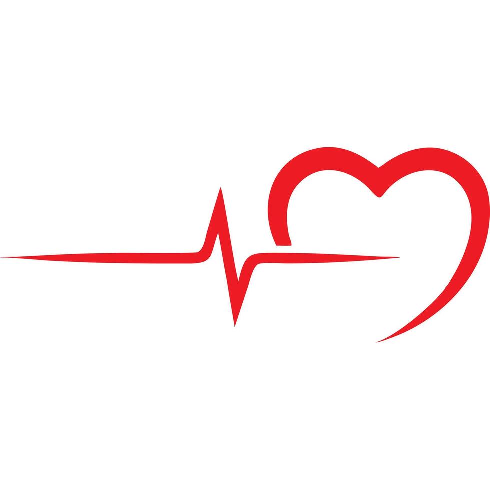 Red heart with heartbeat line, medical symbol, love, health, cardiogram. vector