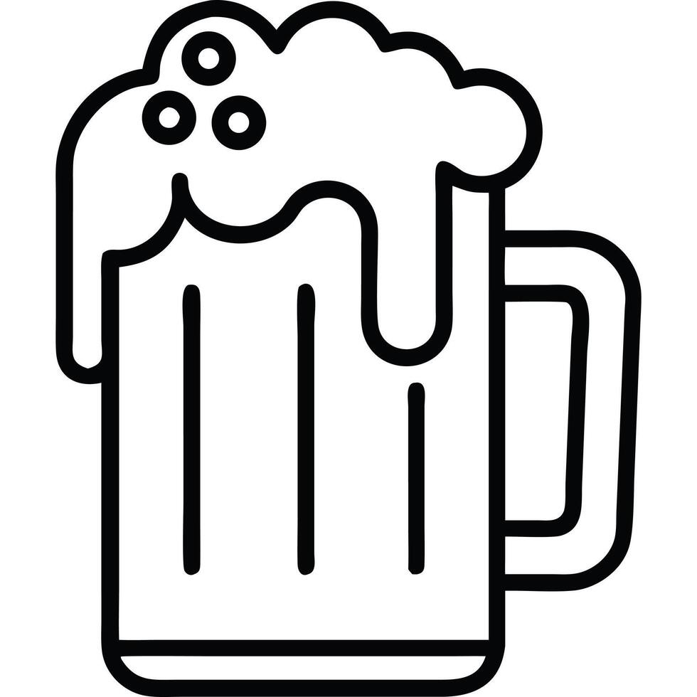 A simple line art illustration of a beer mug with frothy head. vector