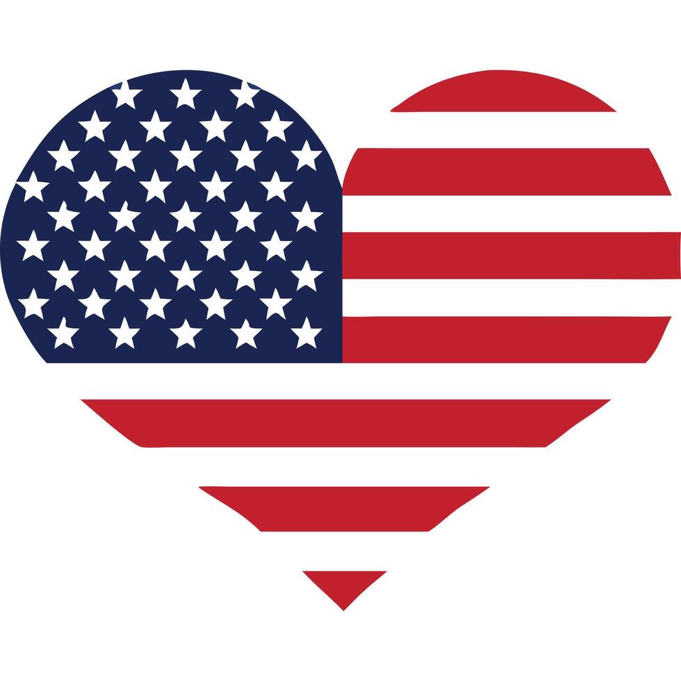 Patriotic American flag heart design, perfect for Independence Day or national celebrations. vector