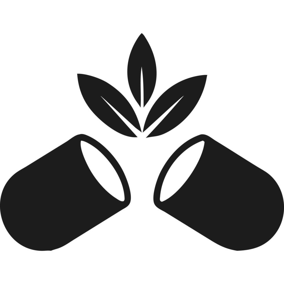 Herbal supplement capsules, natural remedy, healthy lifestyle, organic medicine, icon. vector