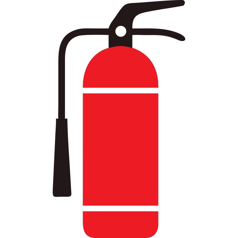 Red fire extinguisher icon, safety equipment, fire prevention symbol. vector