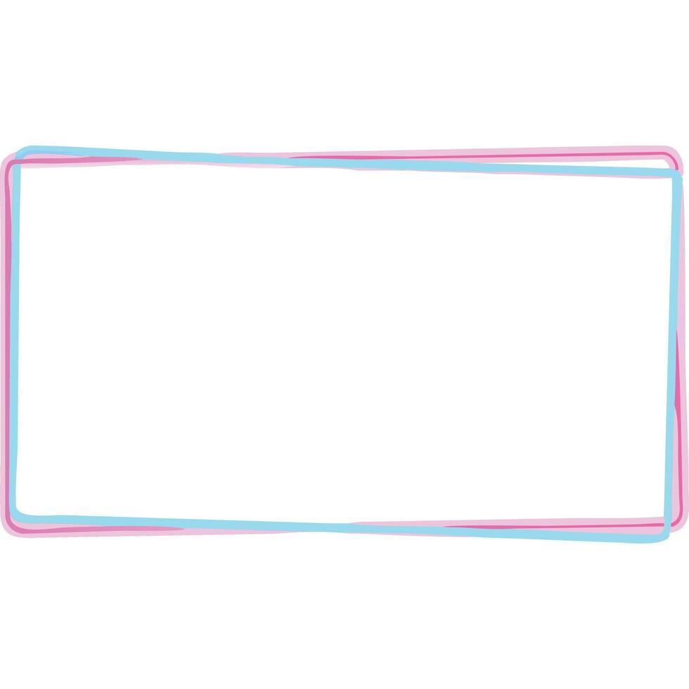 Pastel pink and blue rectangular border, simple, clean design, blank space. vector