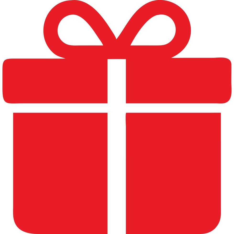 Simple red gift box icon with white ribbon, perfect for celebratory designs. vector