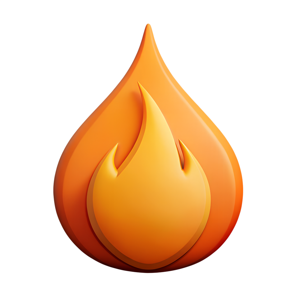 3D Orange Fire Drop Icon png