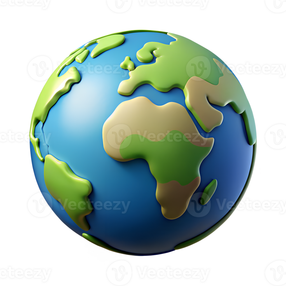 Cartoonish 3D Earth Model with Simplified png