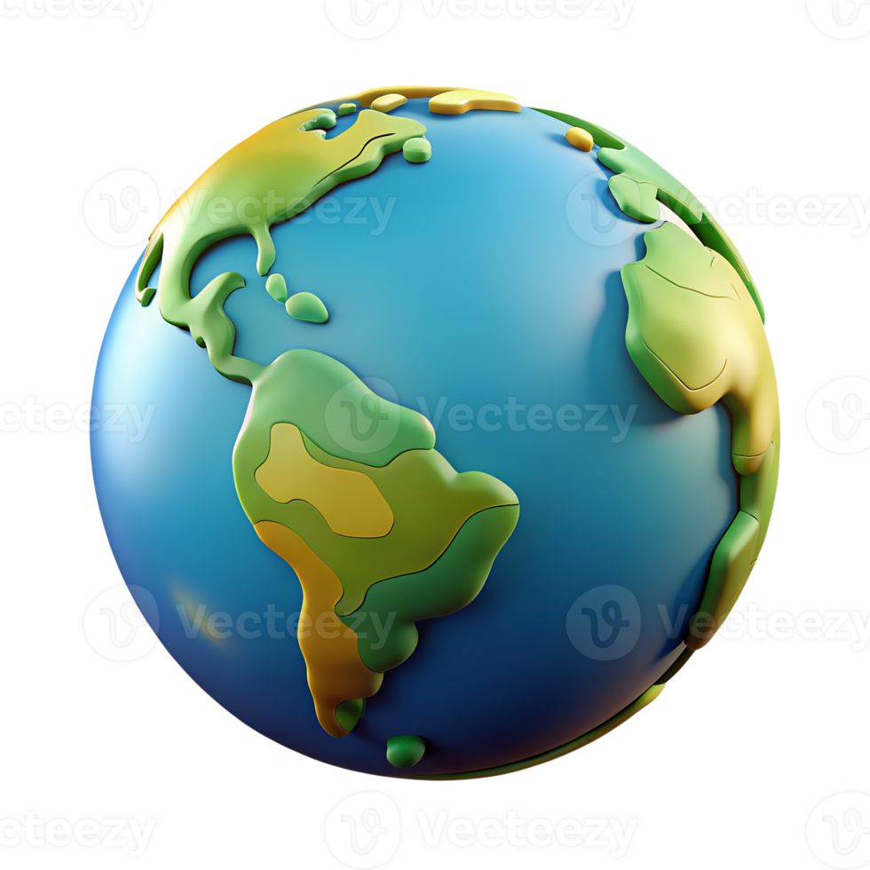 3D Earth Model with Simplified Continents png