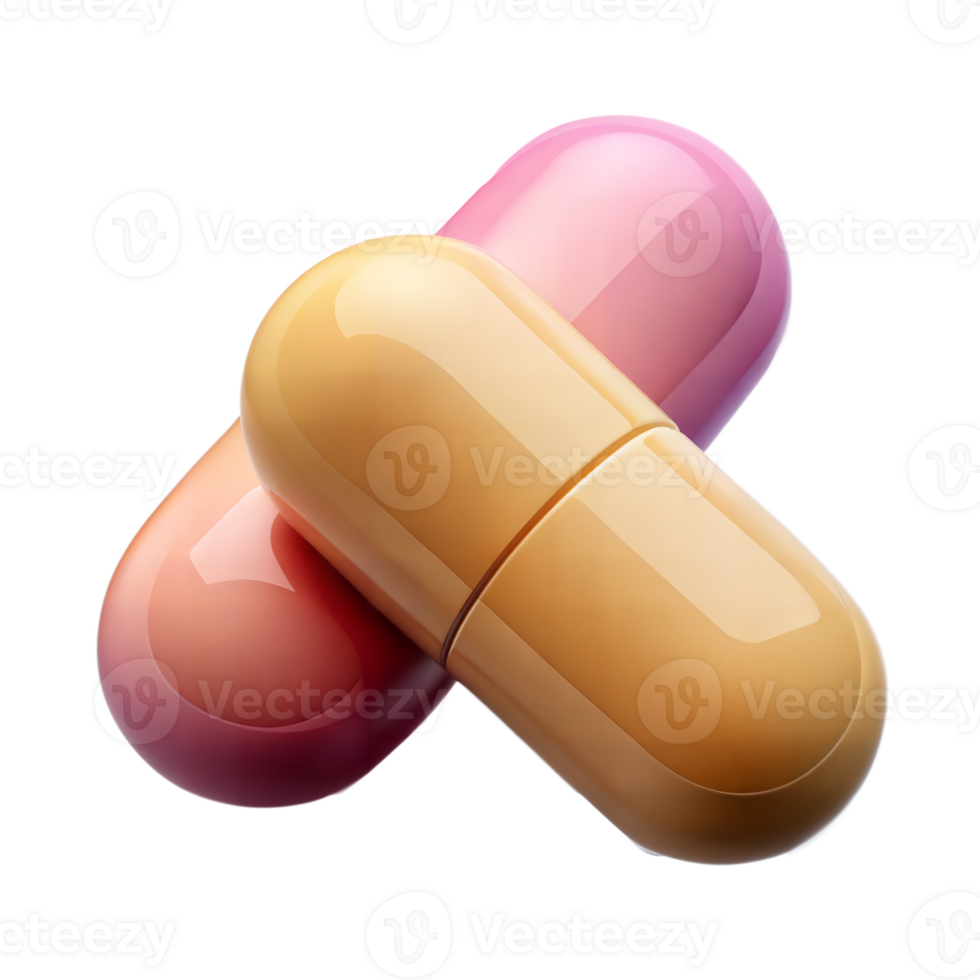Two Colorful Medication Capsules png