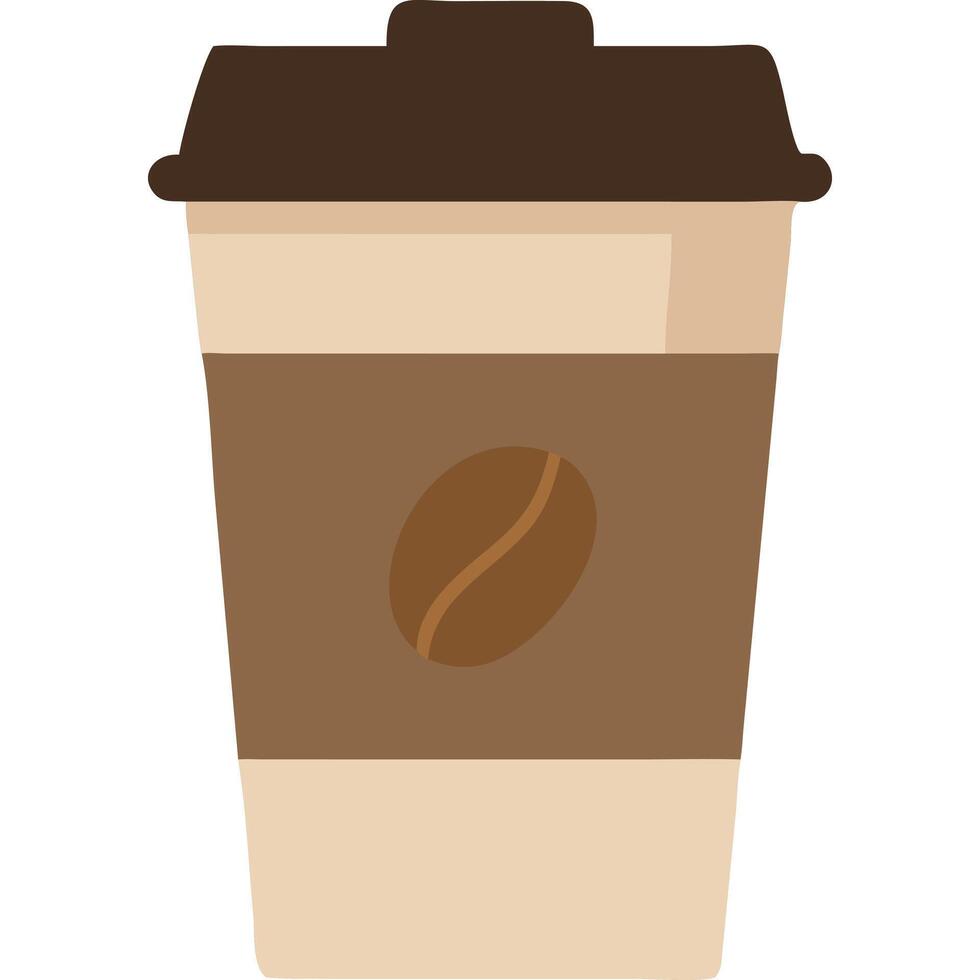 Simple illustration of a disposable coffee cup with a coffee bean logo. vector