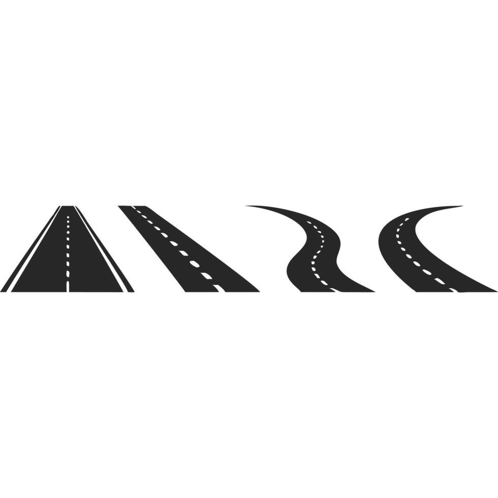Set of road icons straight, angled, and curved, perfect for maps or travel designs. vector