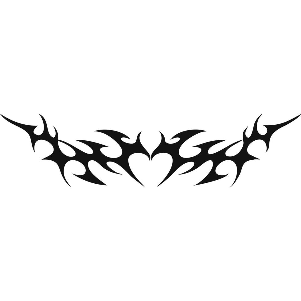 Tribal heart tattoo design, black ink, sharp lines, symmetrical pattern, body art. vector