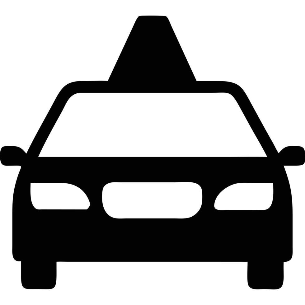 Simple black silhouette of a driving school car with a cone on top. vector