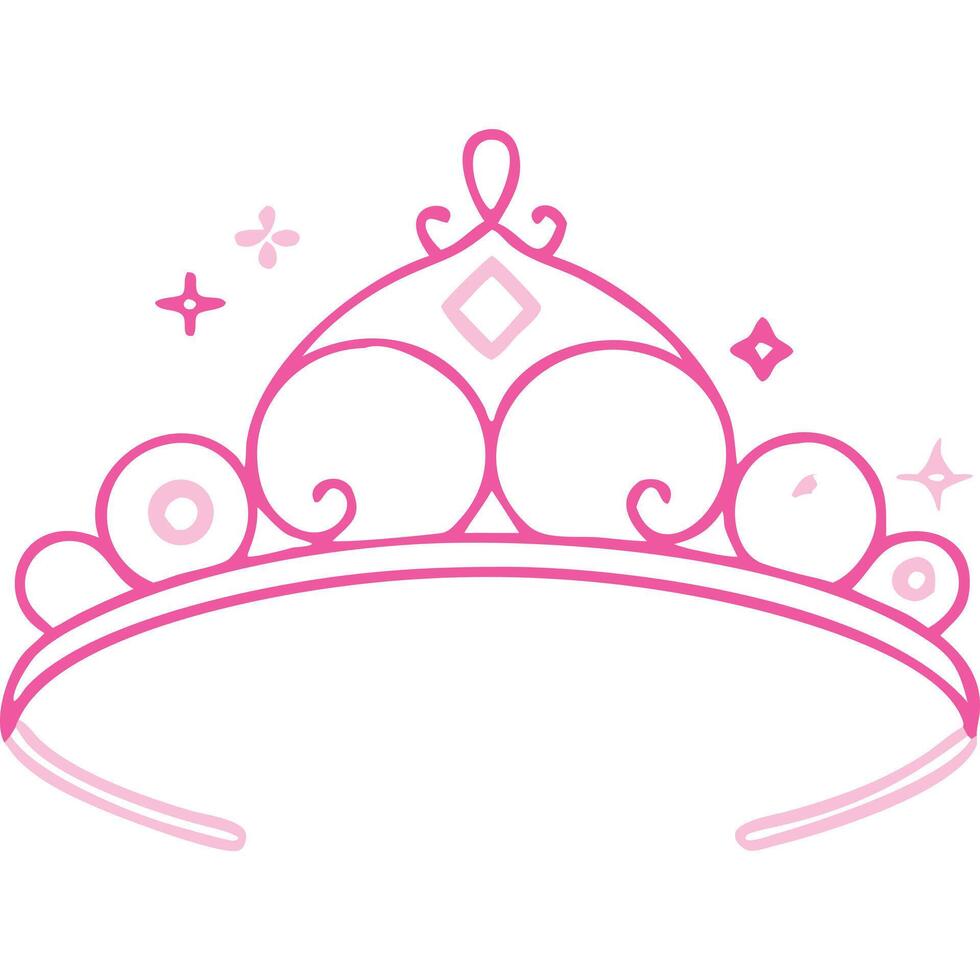 Pretty pink princess crown with sparkles, perfect for children's design. vector
