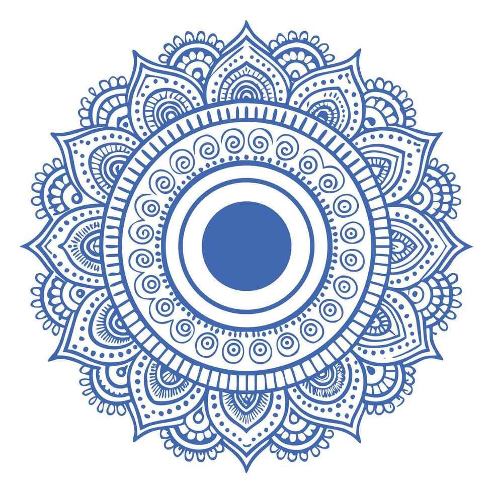 Dark Blue Mandala with Circular and Swirled Patterns vector
