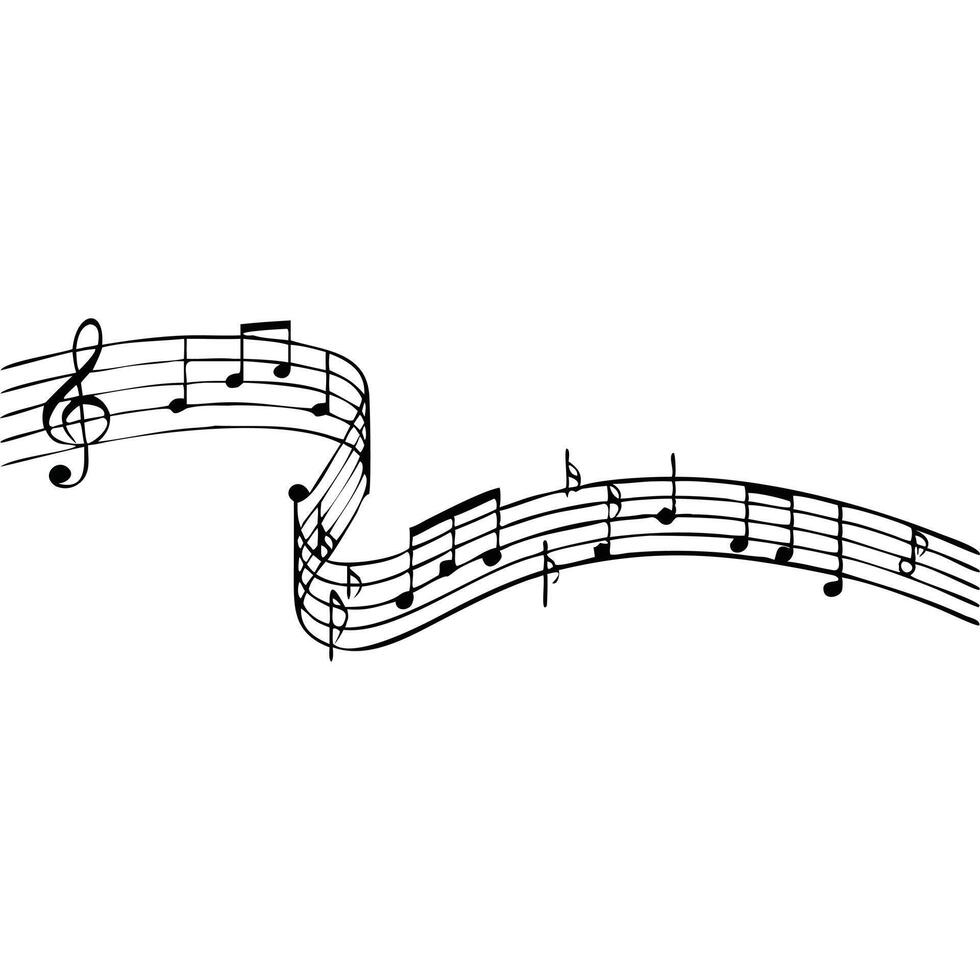 Flowing Musical Notes on a Staff vector
