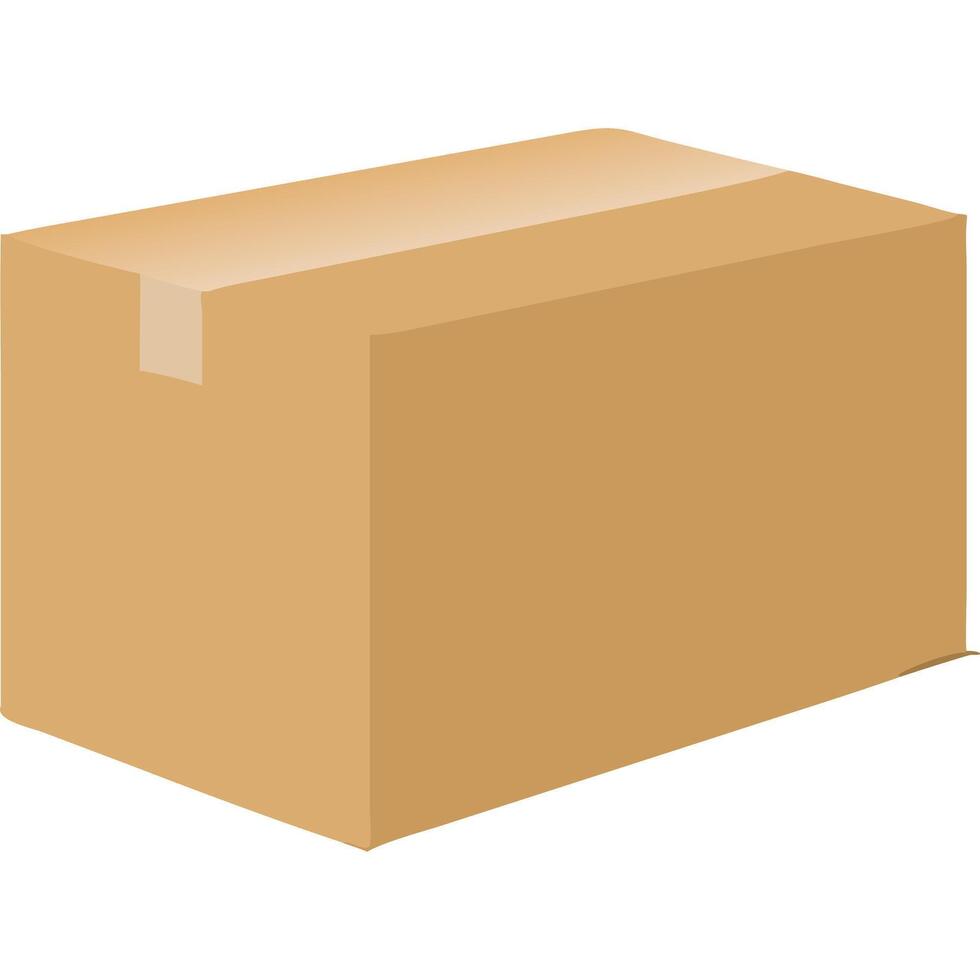 Closed cardboard box, sealed with tape, isolated on white background. vector