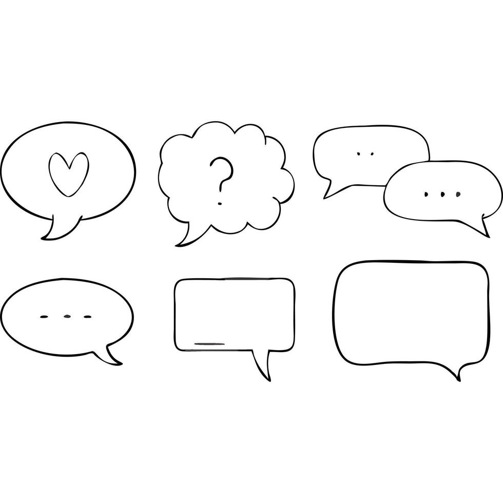 Hand-drawn speech bubbles set with various shapes and expressions, perfect for communication design. vector
