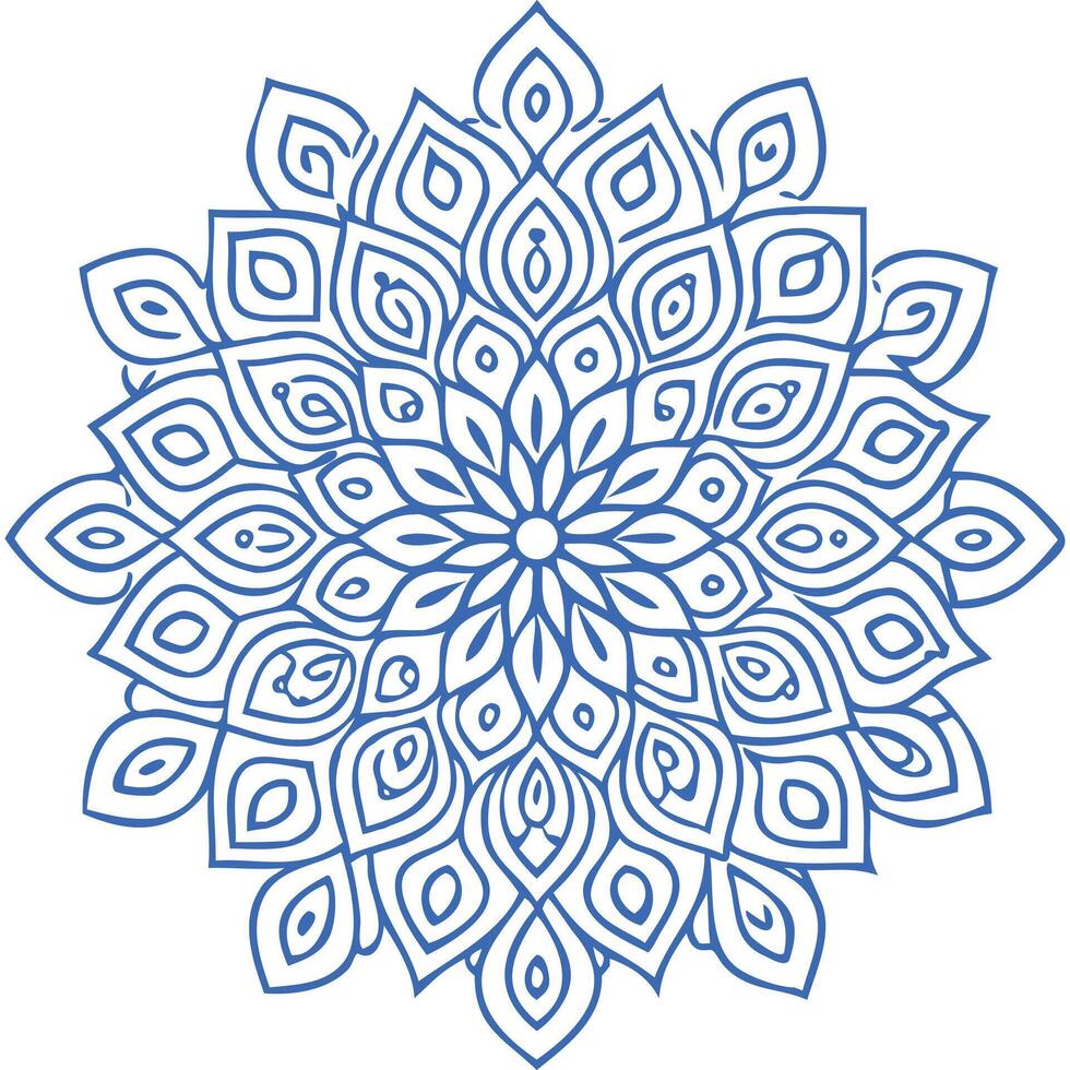 Elegant Blue Mandala with Circular and Swirled Patterns vector