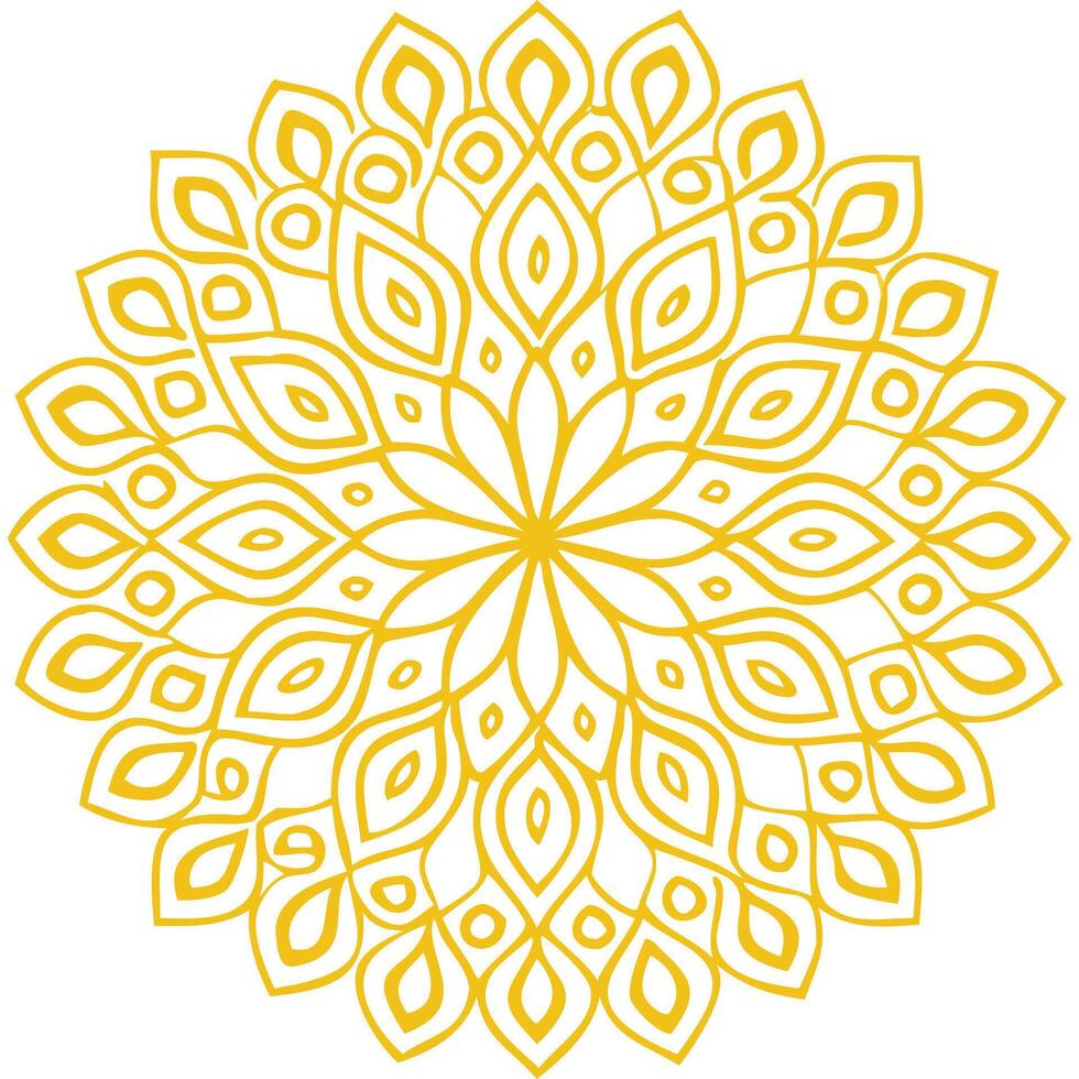 Vibrant Yellow Mandala with Intricate Leaf Patterns vector
